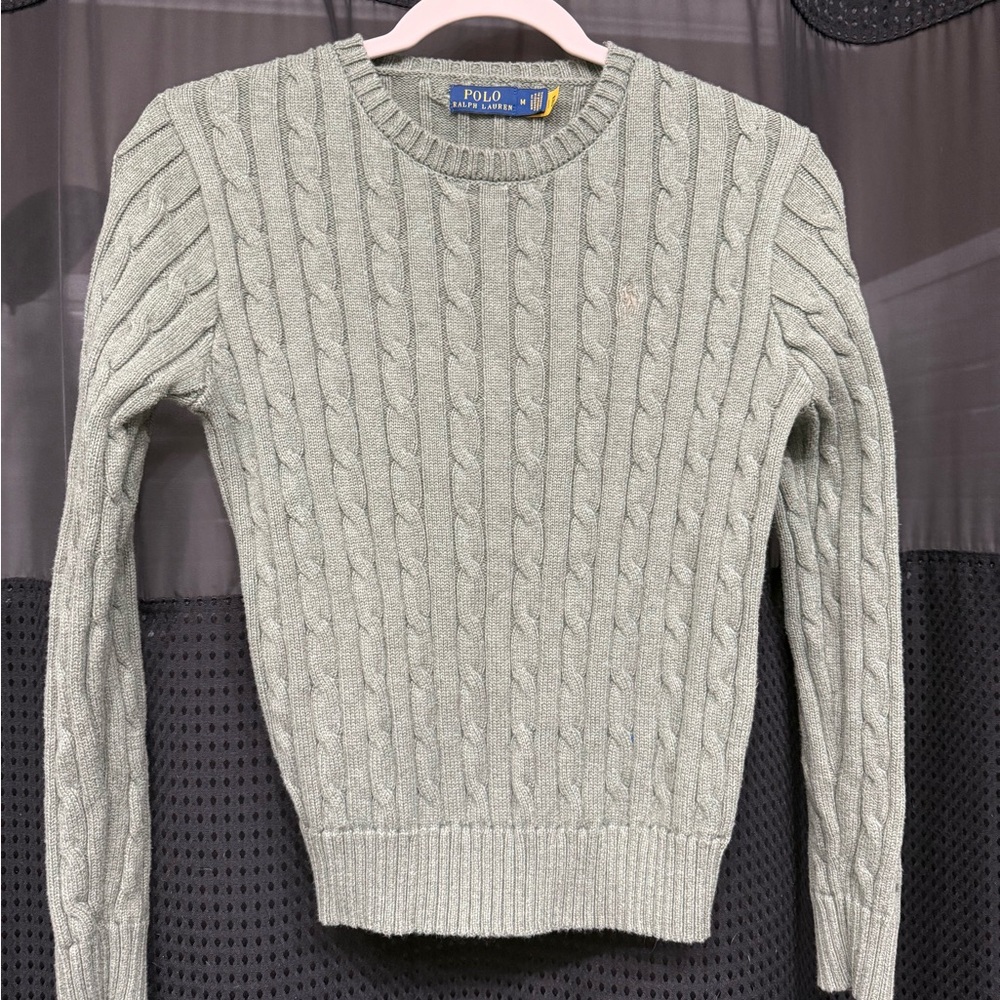 Polo by Ralph Lauren Womens Green Cable Knit Sweater